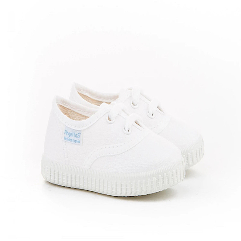 Made in Spain EU20-EU29 Classic Canvas shoes Non Slip Rubber White 